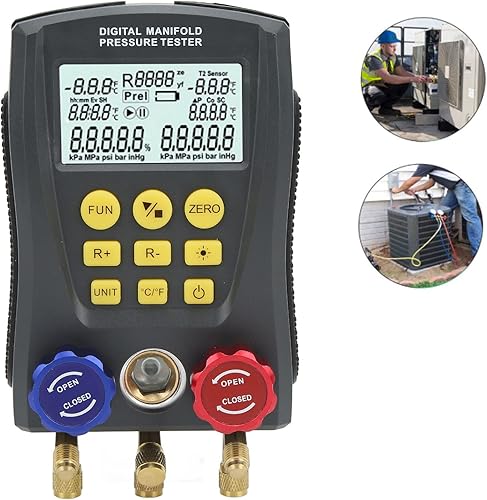 Miniatura 4 de Medidor de colector digital HVAC, probador universal de alta precisión inteligente y cómodo agarre de temperatura de presión de vacío para sistema