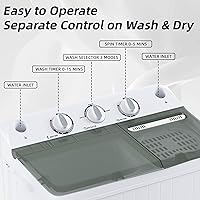 Vista 3 de Elevon Lavadora Portátil de Doble Tina de 9.9 Libras de Capacidad, (7.7 Libras) y Centrifugadora (2.2 Libras) Combo Mini Lavadora Compacta