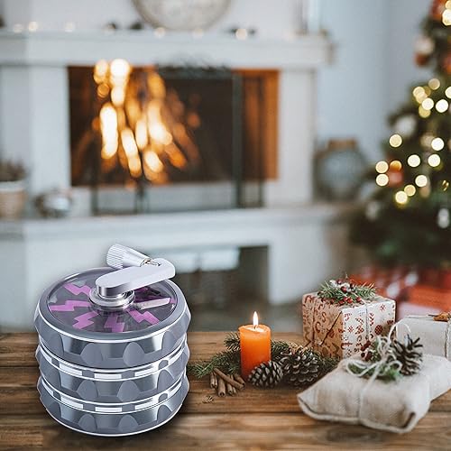 Miniatura 9 de Molinillo grande de aluminio con manivela de 2,5 pulgadas con tapa transparente, color negro