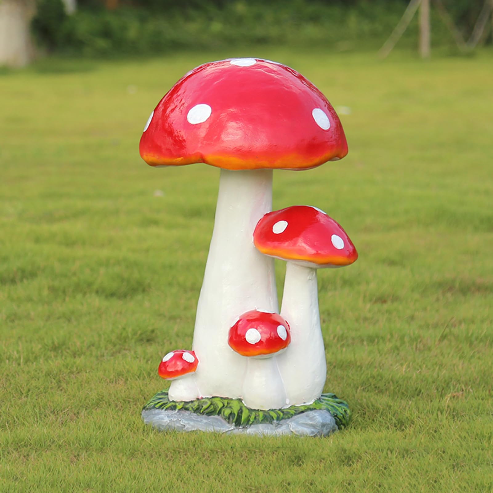 POCHY Außen Pilzen Gartenfiguren Harz Skulptur Deko Statue für Hof Herbstdeko Künstliche Pflanzen Ornament