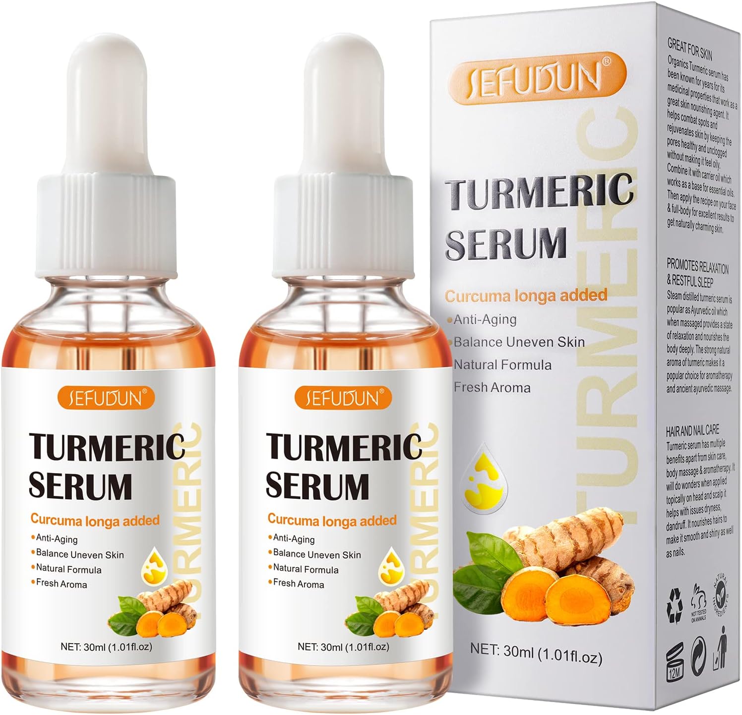 2PCS Turmeric Serum for Dark Spots Remover, Turmeric Dark Spot