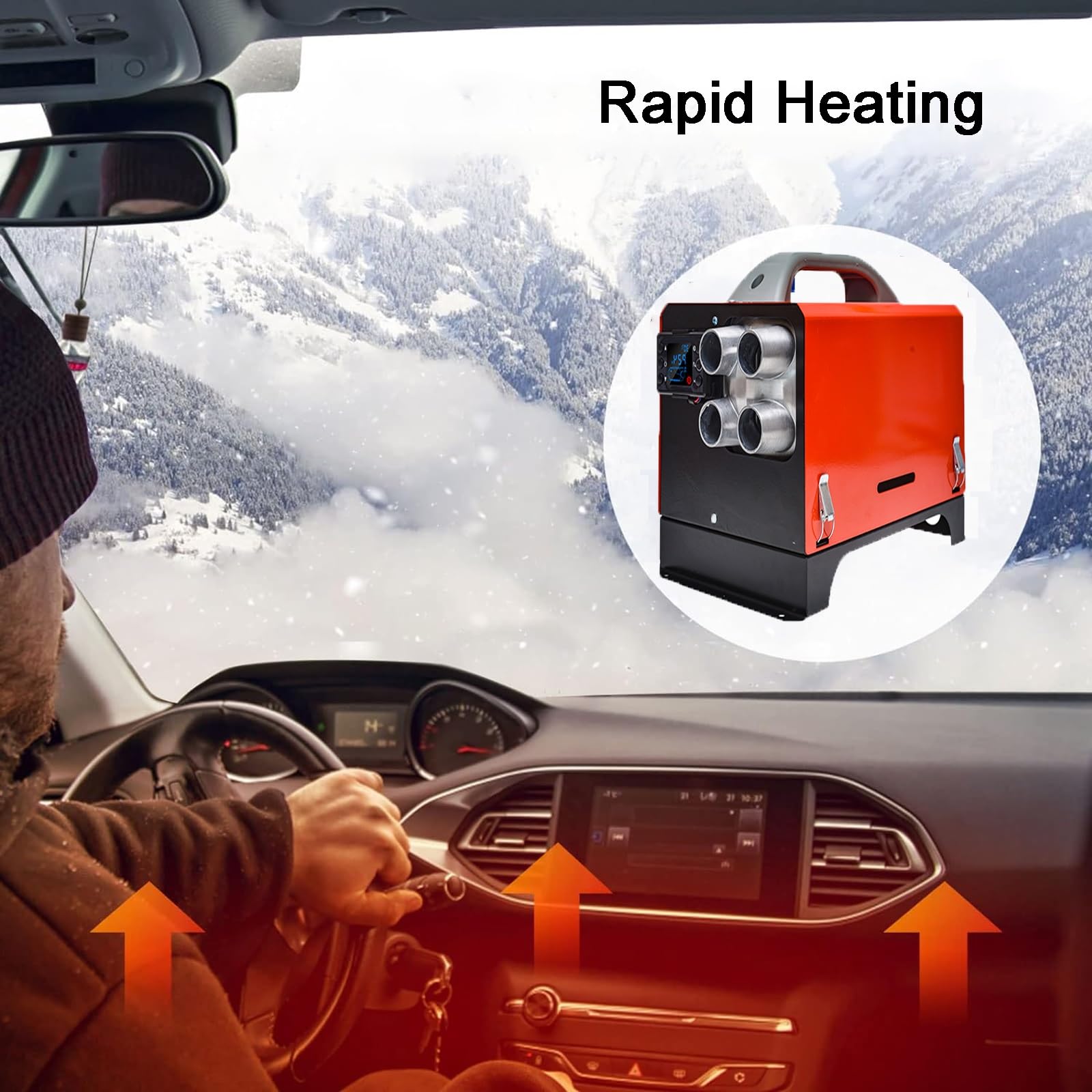 Riscaldatore diesel 5KW 12V/24V, riscaldatore di parcheggio con telecomando e display LCD, riscaldatore d'aria riscaldamento rapido con silenziatore per camper, camion, barca, autobus, auto, rimorch