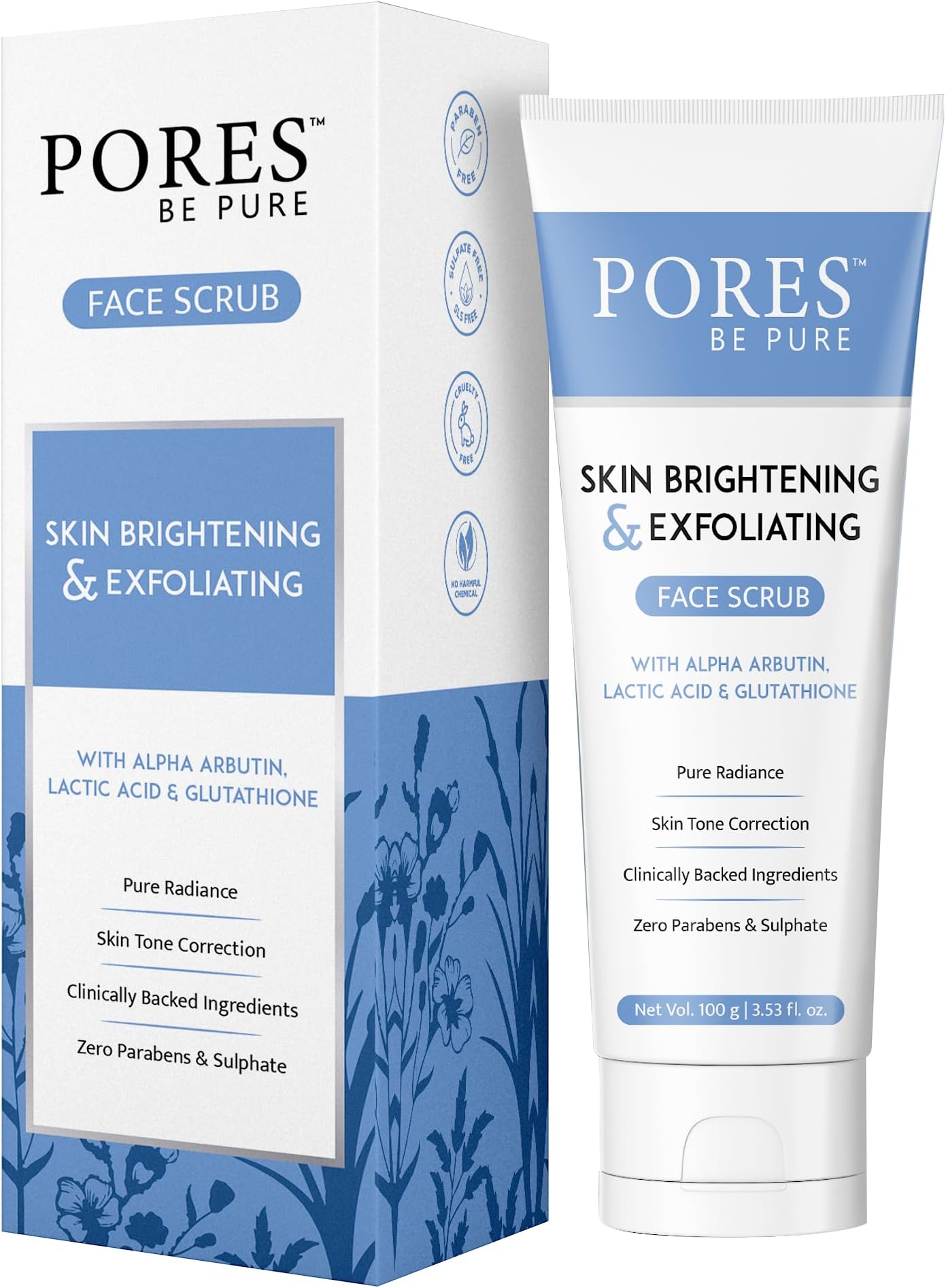 Skin Brightening Face Scrub For Women & Men - 100 GM | Gentle Exfoliating Scrub for Face With Glutathione & Glycolic Acid | Blackhead & Dead Skin Remover Exfoliator for Glowing Skin