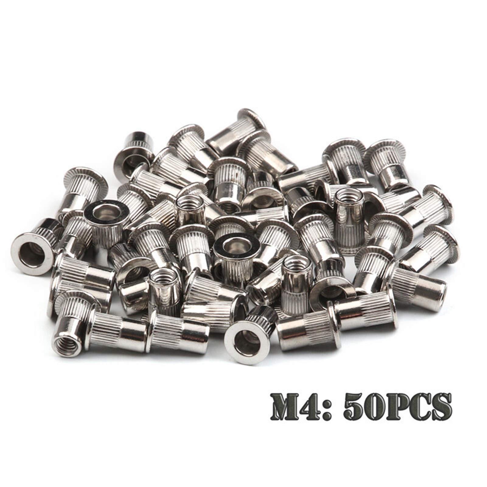 Dadi rivettati filettati, Dadi rivettati a testa piatta in acciaio inossidabile, confezione da 200 M3-M6 multicolore(Silver,M3-M6 200pcs)