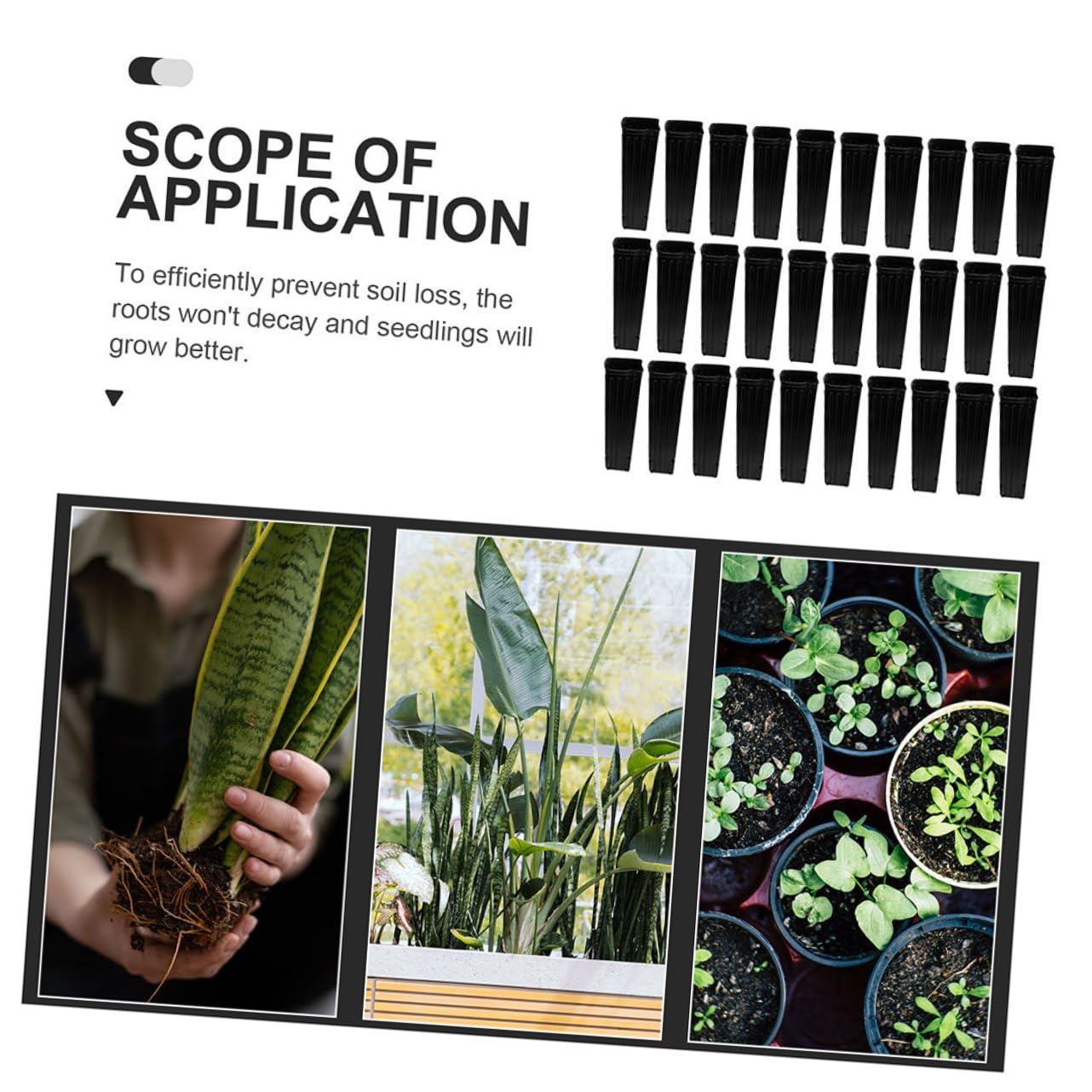 MAGICLULU Lot de 60 Godets pour Semis Plastique Noir pour Arbres et Fleurs, Pots de Culture Épais en PP Perméabilité à l'eau, pour Pépinière et Jardinage