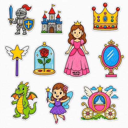 NESTA TOYS Art & Craft Kit for Kids – DIY Princess Fridge Magnets | Travel Toys & Creative Activity for Kids | Paint 10 Magnets Recycled Paper | Birthday Gift for Boys & Girls Age 5-12