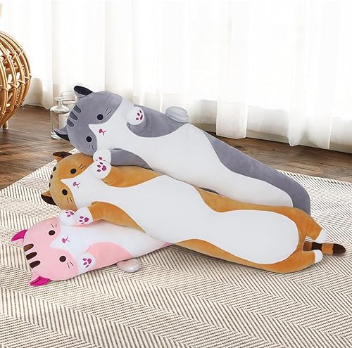 Miniatura 9 de MIAOHAHA Almohada suave para gatos, almohada larga para dormir, almohada de algodón para gatitos, peluche lindo, regalo para niños y novias (negro y