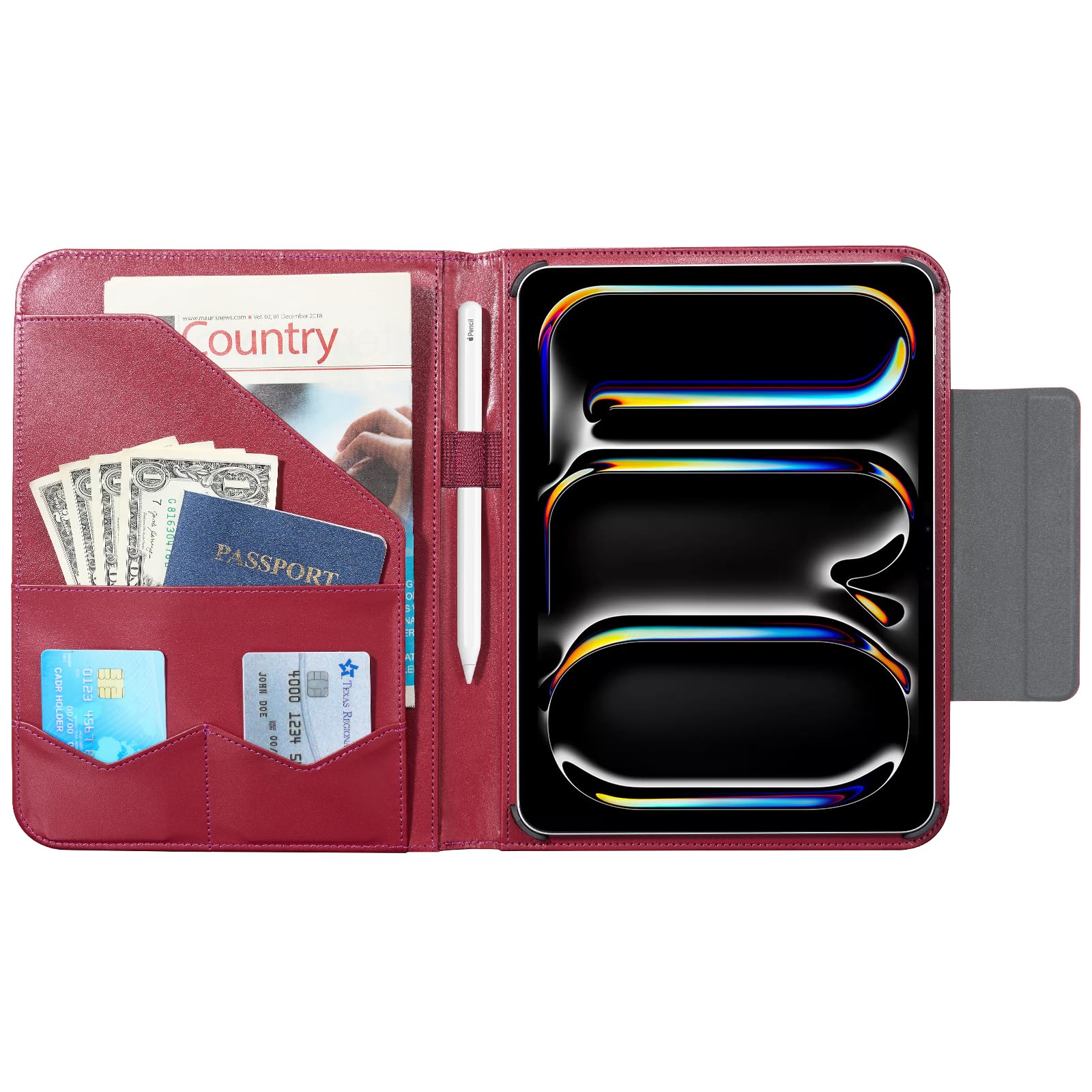 CoBak Premium Leather Case for iPad Pro 11-inch (M4/M5) 2024/2025, Built-in Folder Storage, Super Magnetic Back, Auto Sleep/Wake Function,