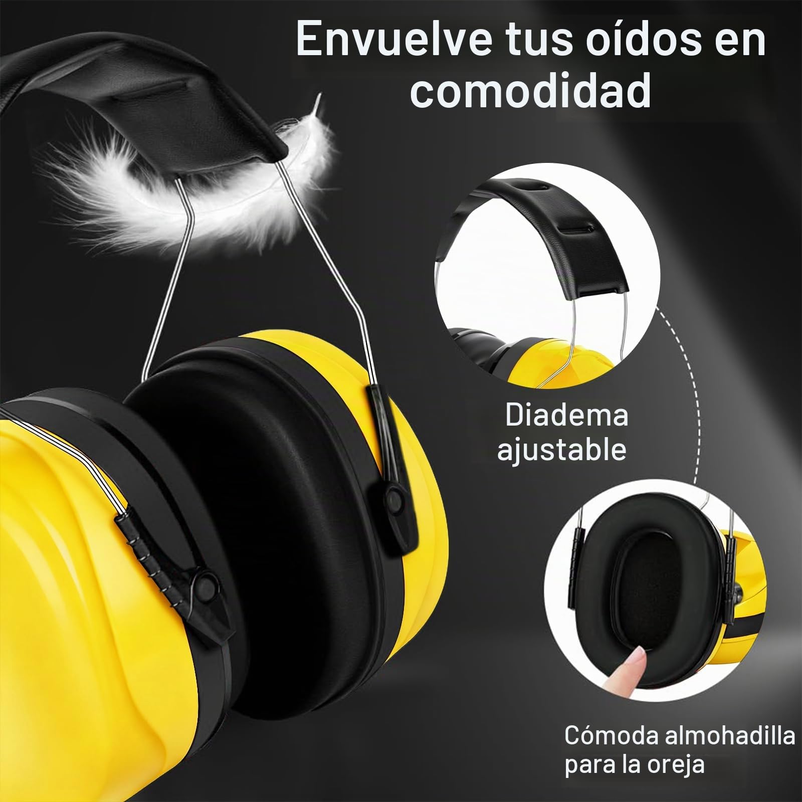flintronic Casco Antiruido, Protectores Auditivos SNR 28/22/25 dB, Ajustable Cascos Insonorizacion, para Adultos/Niños, para el Trabajo, Estudiar