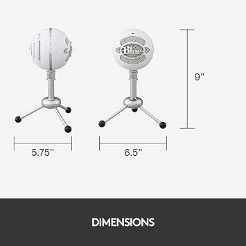 Logitech for Creators Blue Snowball USB Microphone for PC, Mac, Gaming, Recording, Streaming, Podcasting, Condenser Mic with Cardioid and Omnidirectional Pickup Patterns, Stylish Retro Design White