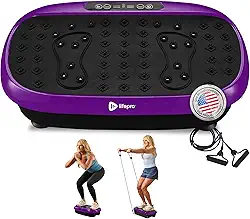 Mini Vibration Plate, Compact Easy to Travel, for Low Impact Workouts Exercise Machine, with Resistance Bands and Remote