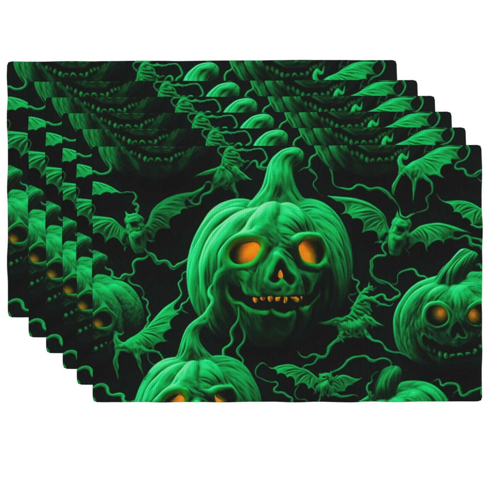 Set de table lin synthétique vert pour repas thématique et déco de cuisine Halloween