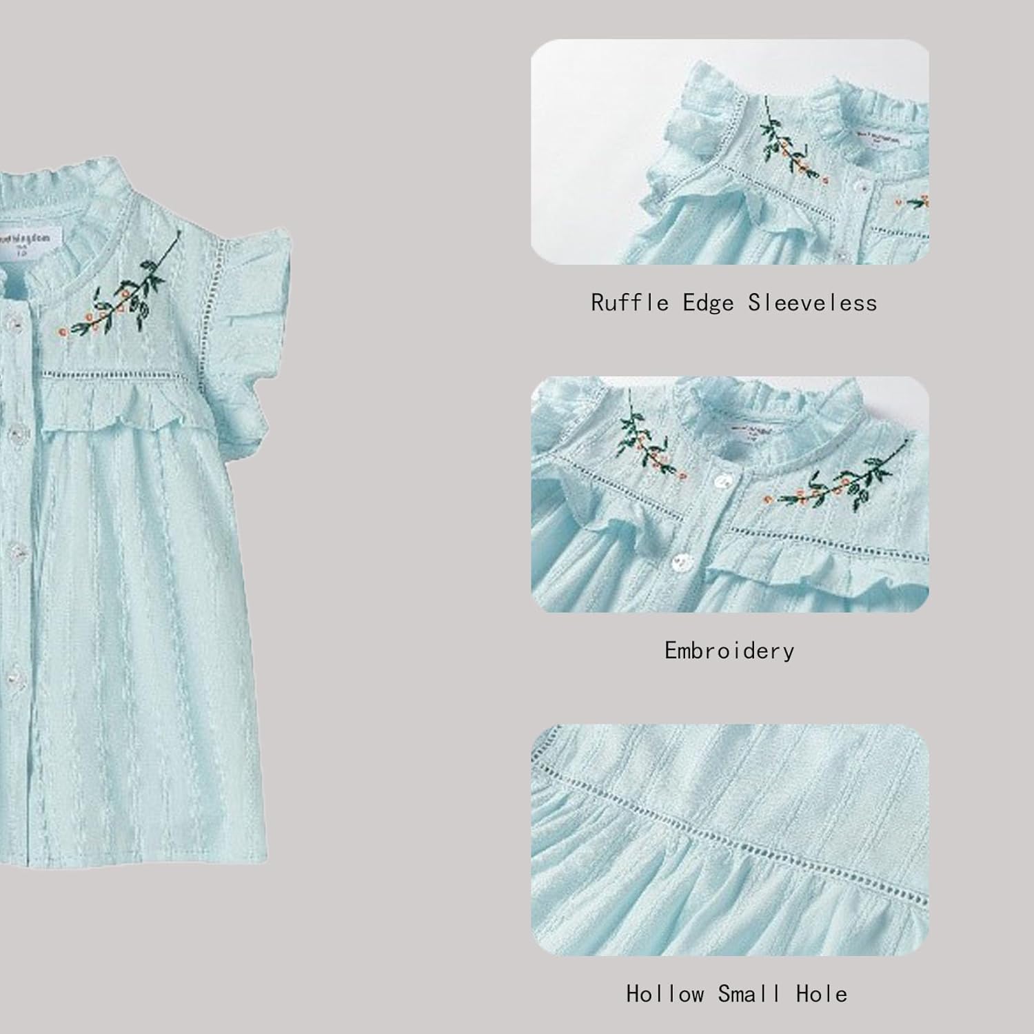 Mud Kingdom Little Girls Skirt Set Floral Ruffle Sleeveless Fashion Summer Holiday Blue Size 7-8 - Image 3