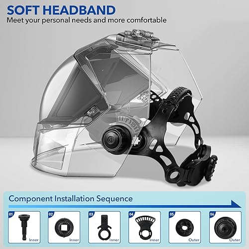 Miniatura 6 de Casco de soldadura con visión panorámica, oscurecimiento automático, color verdadero, 4, sensor de arco, máscara de soldadura, gran visión, 3.94 x