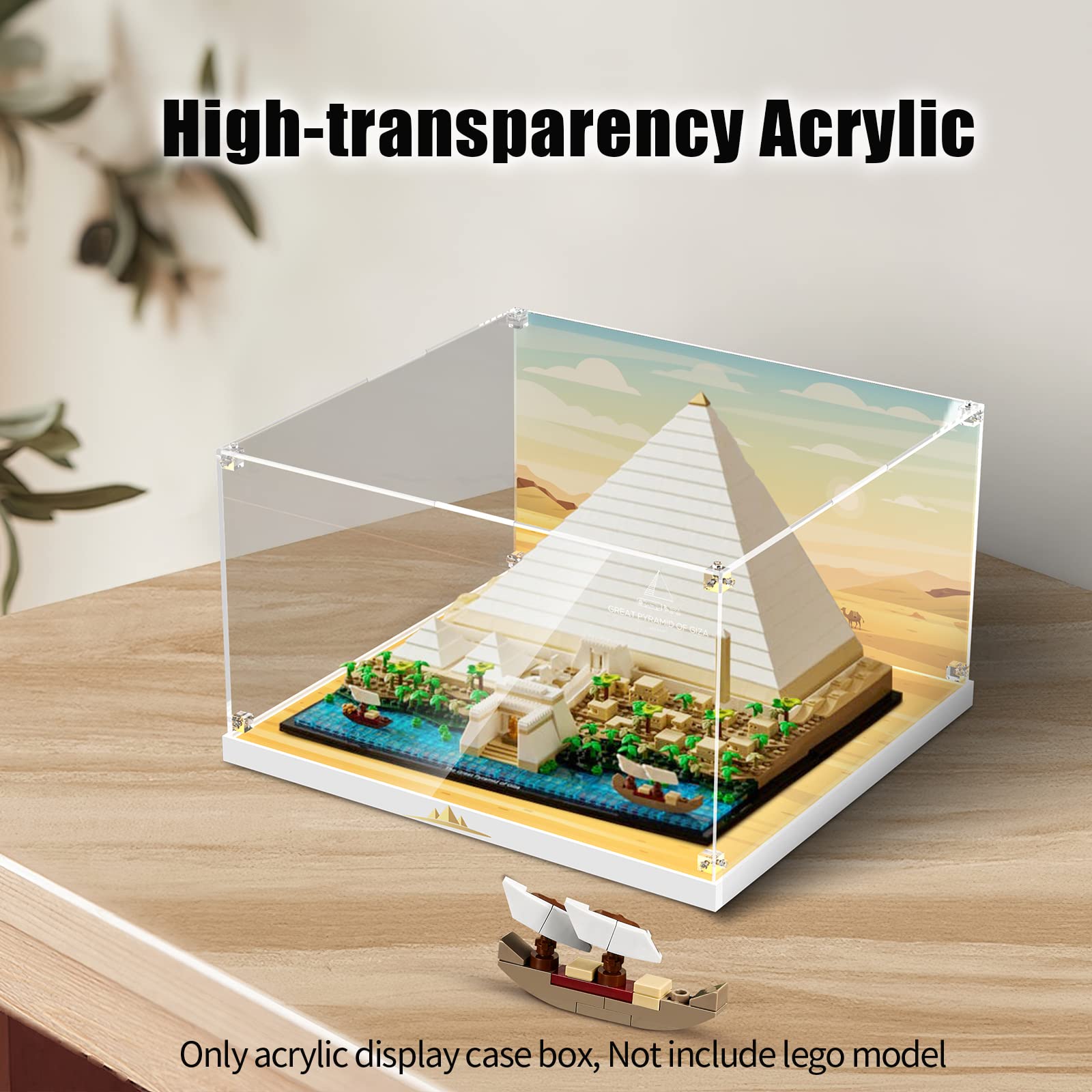 cooldac Caja de escaparate de acrílico para Lego 21058 pirámide Cheops, resistente al polvo, transparente, caja de exhibición (el modelo no incluido)