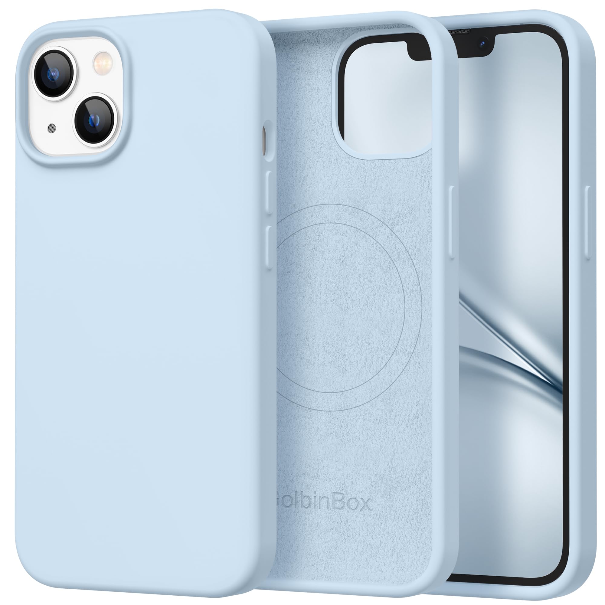 GolbinBox Magnetic for iPhone 13/14 Case, Silicone Cover, Blue