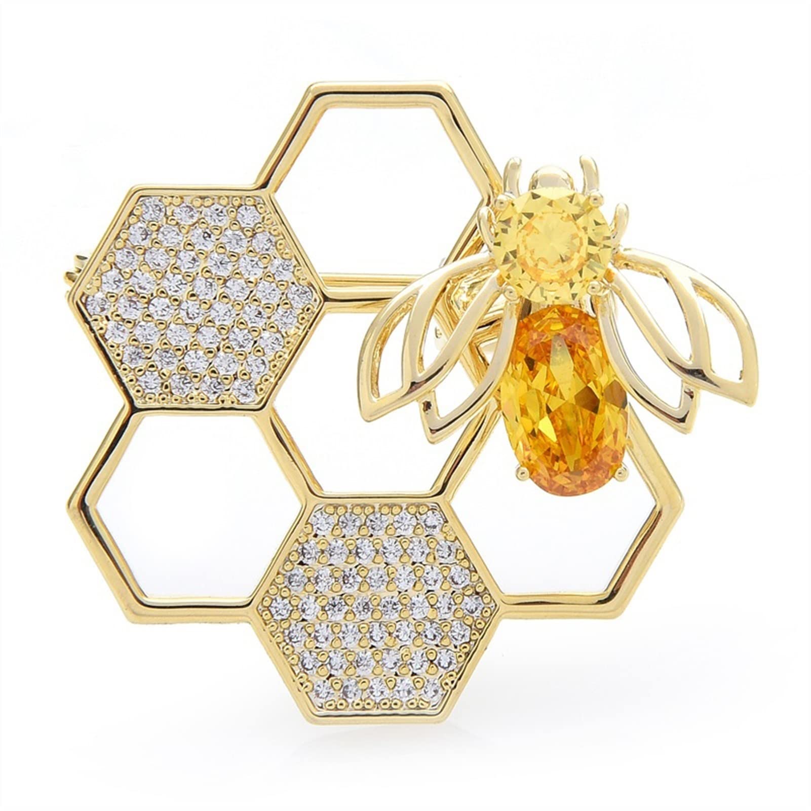 Broszka przypinki do klapy Ladies Moda Akcesoria Pszczoła Broszka Panie Honeycomb Insect Brooch Cardigan Kurtka Płaszcz Broszka dla Kobiet Dziewczyn Kostium Akcesoria