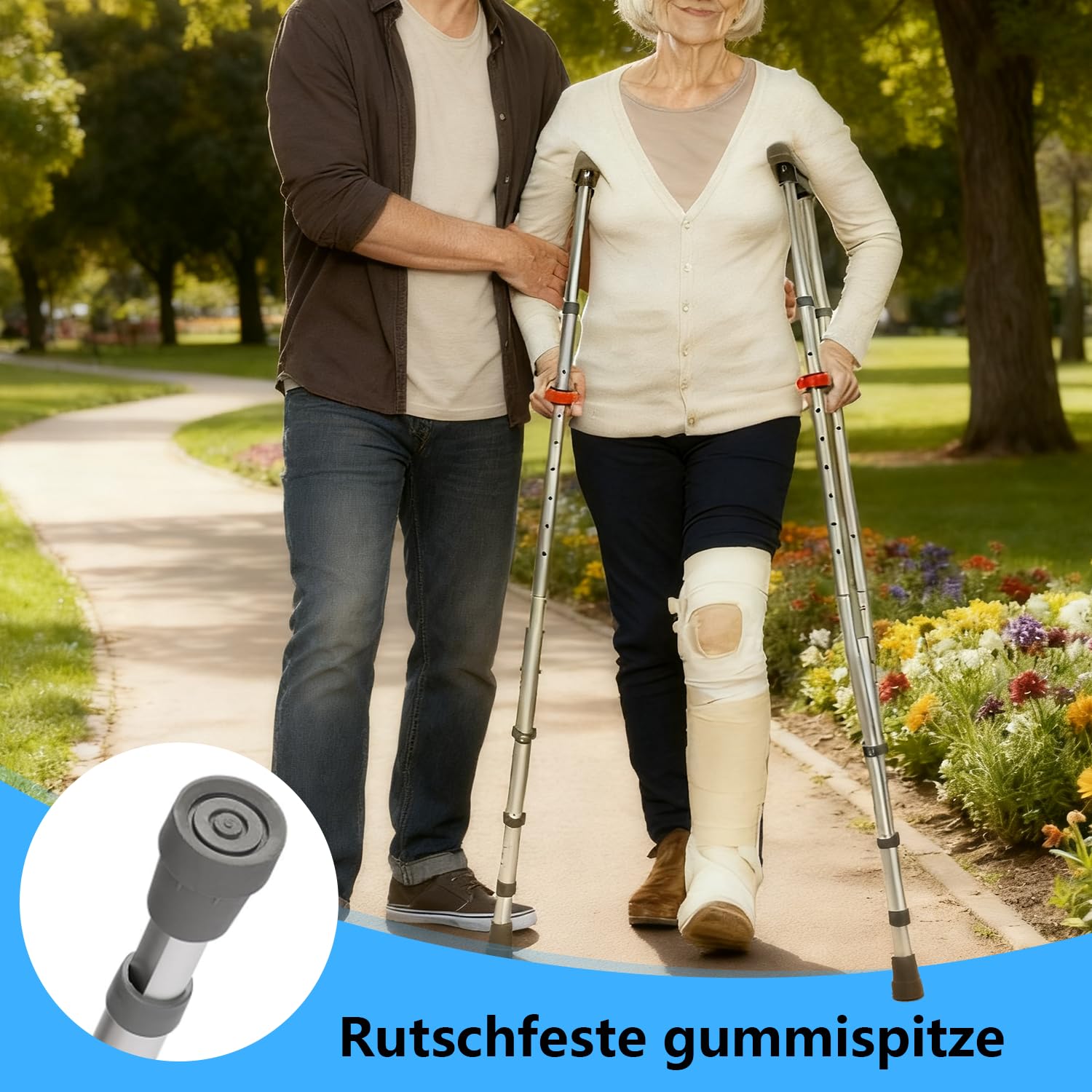 Muletas para axilas para adultos, 2 muletas plegables de altura ajustable de aluminio ligero con asas acolchadas y pies antideslizantes, muletas resistentes que soportan 330 libras para hombres y