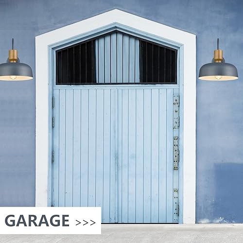 Miniatura 7 de Darkaway Lámparas de pared modernas de granero con pantalla de metal martillado, iluminación de cuello de cisne azul para exteriores, interiores,