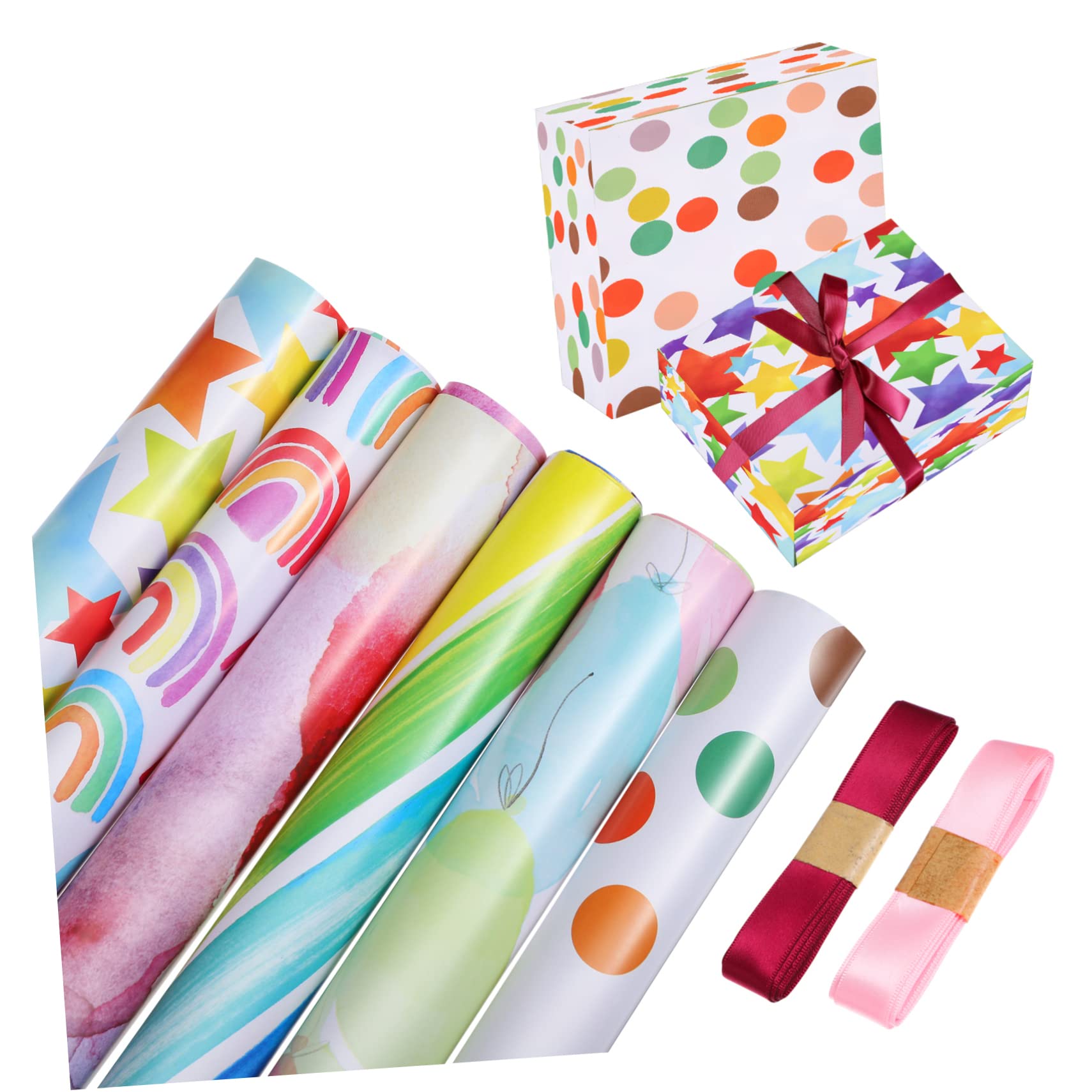 Papel de Obsequio de Cumpleaños con Cintas 2m 24 Piezas