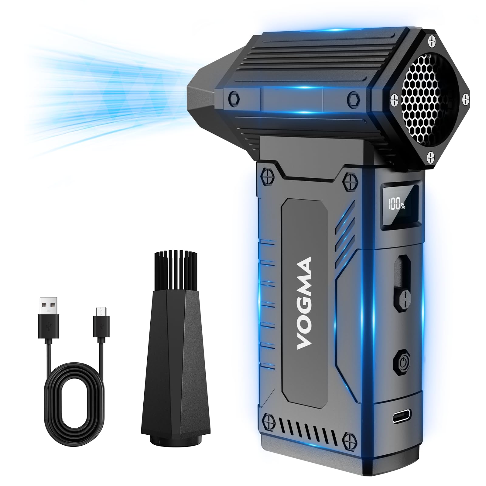 Compressed Air Duster,8 Gear Adjustable 200000RPM Electric Air Duster with HD Display,Rechargable Air Blower with Brusheless Motor,Jet Dry Blower Replace Air Can for PC, Keyboard Cleaning