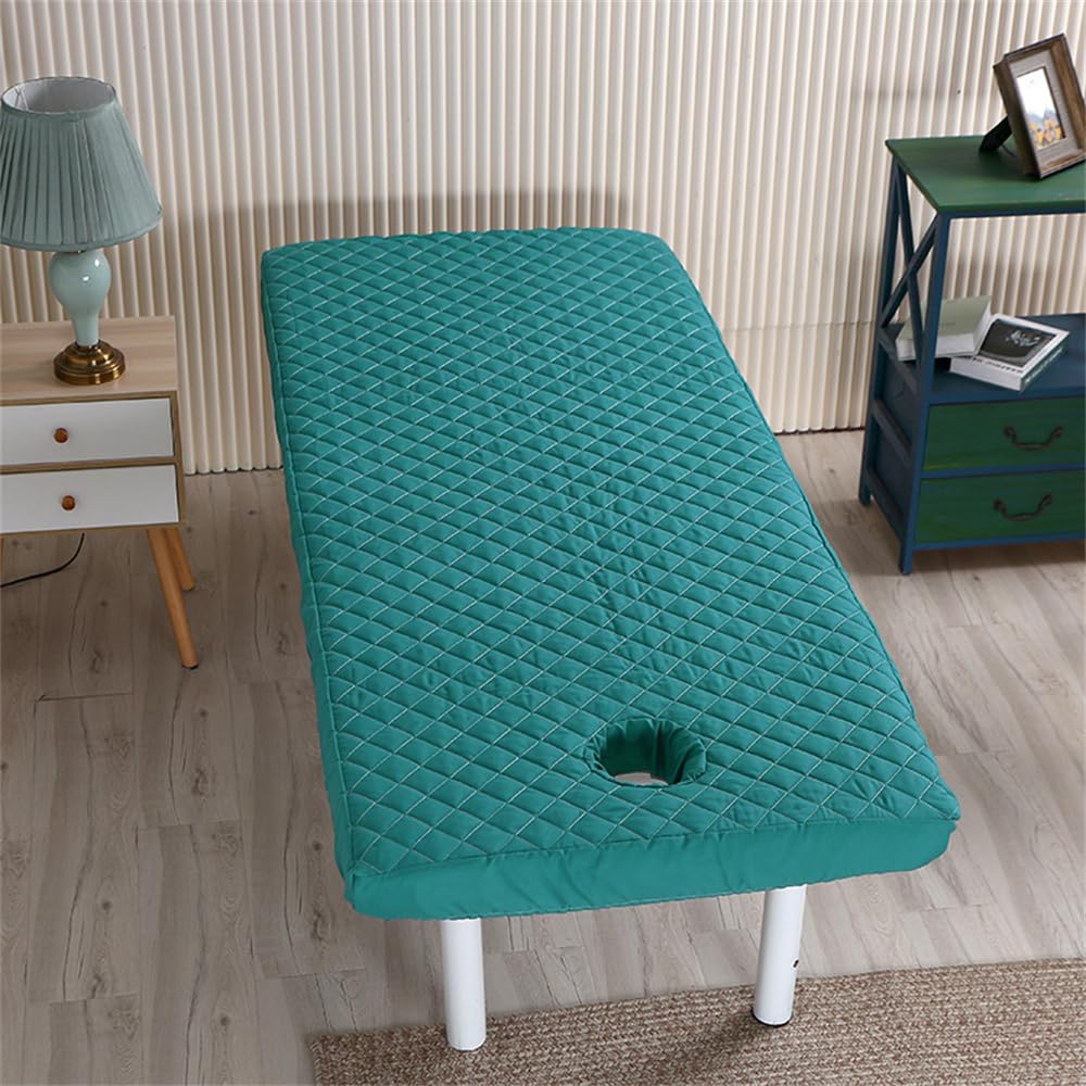 Highdi Lenzuolo da Lettino per Massaggi con Foro, Morbido Lenzuolo da Tavolo per Massaggi con Angoli Elasticizzati Lavabile Adatto per Il Massaggio dei Salone (75x190x10cm,Bianco