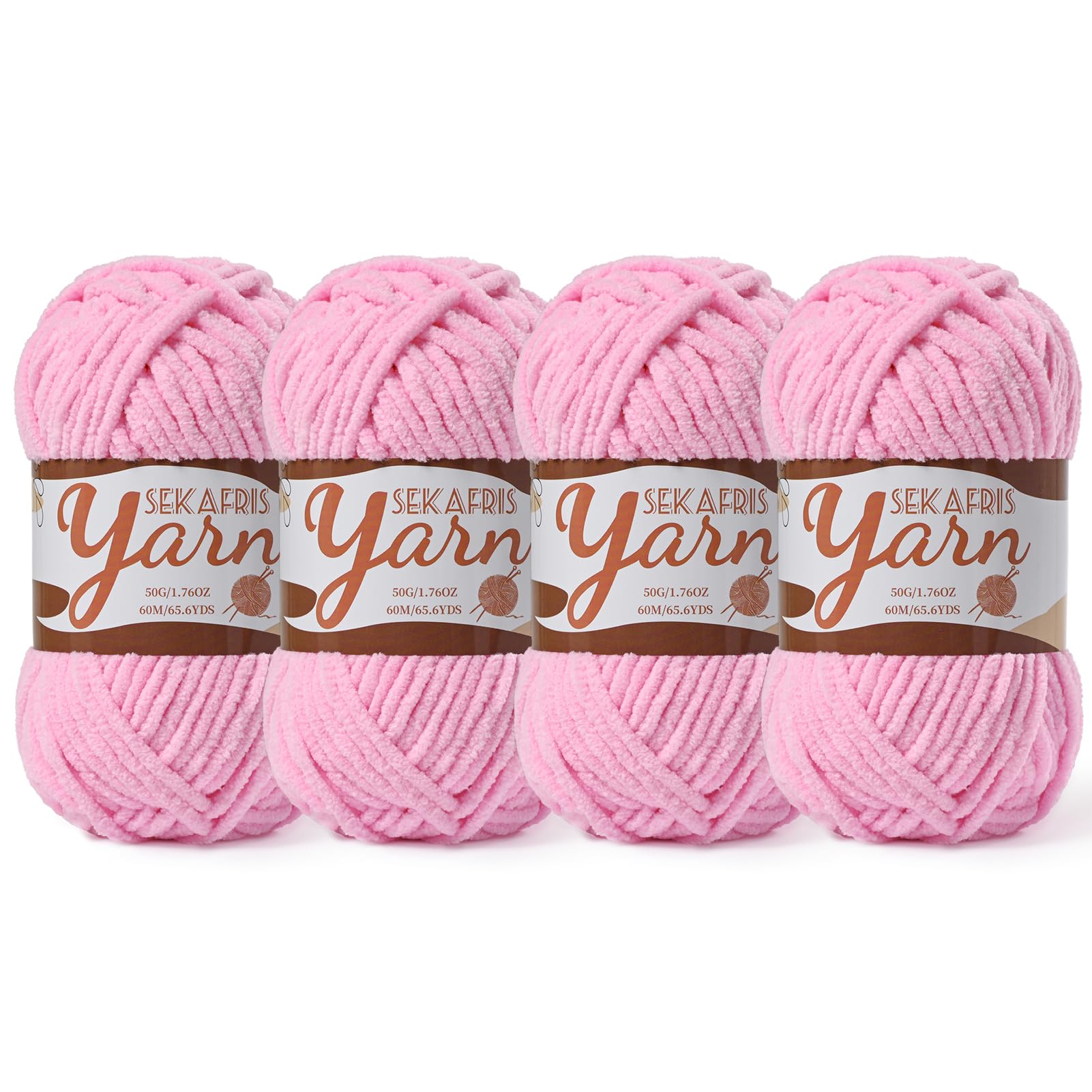Chenille Yarn for Crocheting Crochet Dark Pink Yarn 4 Pack