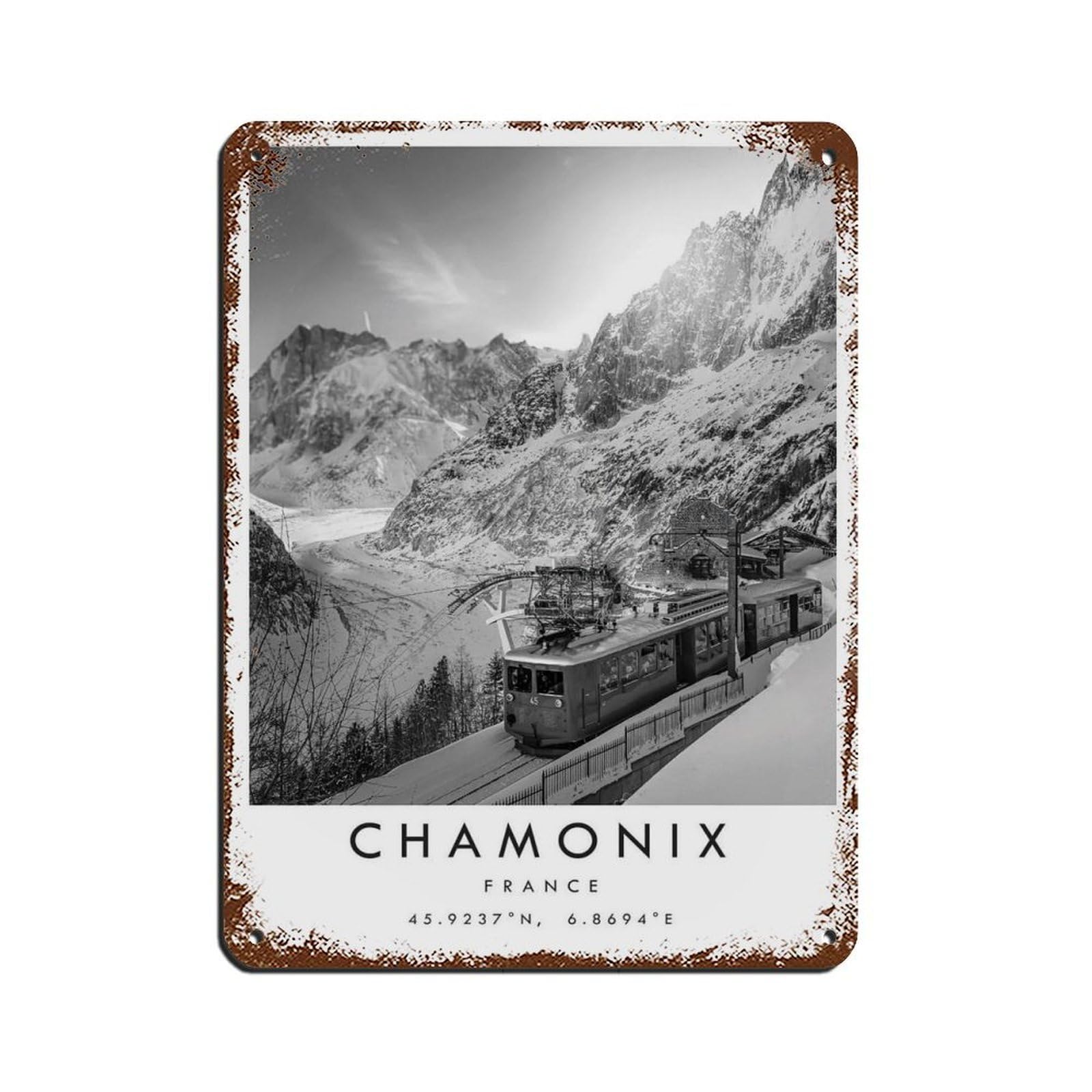 Chamonix Travel, France Poster Tin Sign Vintage Metal Pub Club Cafe Bar Home Wall Art Decoration Poster Retro 12x16inch(30x40cm)