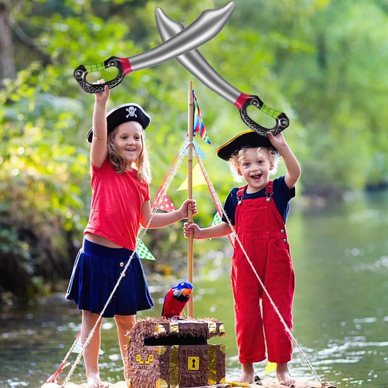 TOYANDONA 12Pcs Gonfiabile Pirati 27. 5 Pollici per Bambini Gonfiabile Spade per Pirate Festa di Compleanno di Halloween Puntelli Cosplay