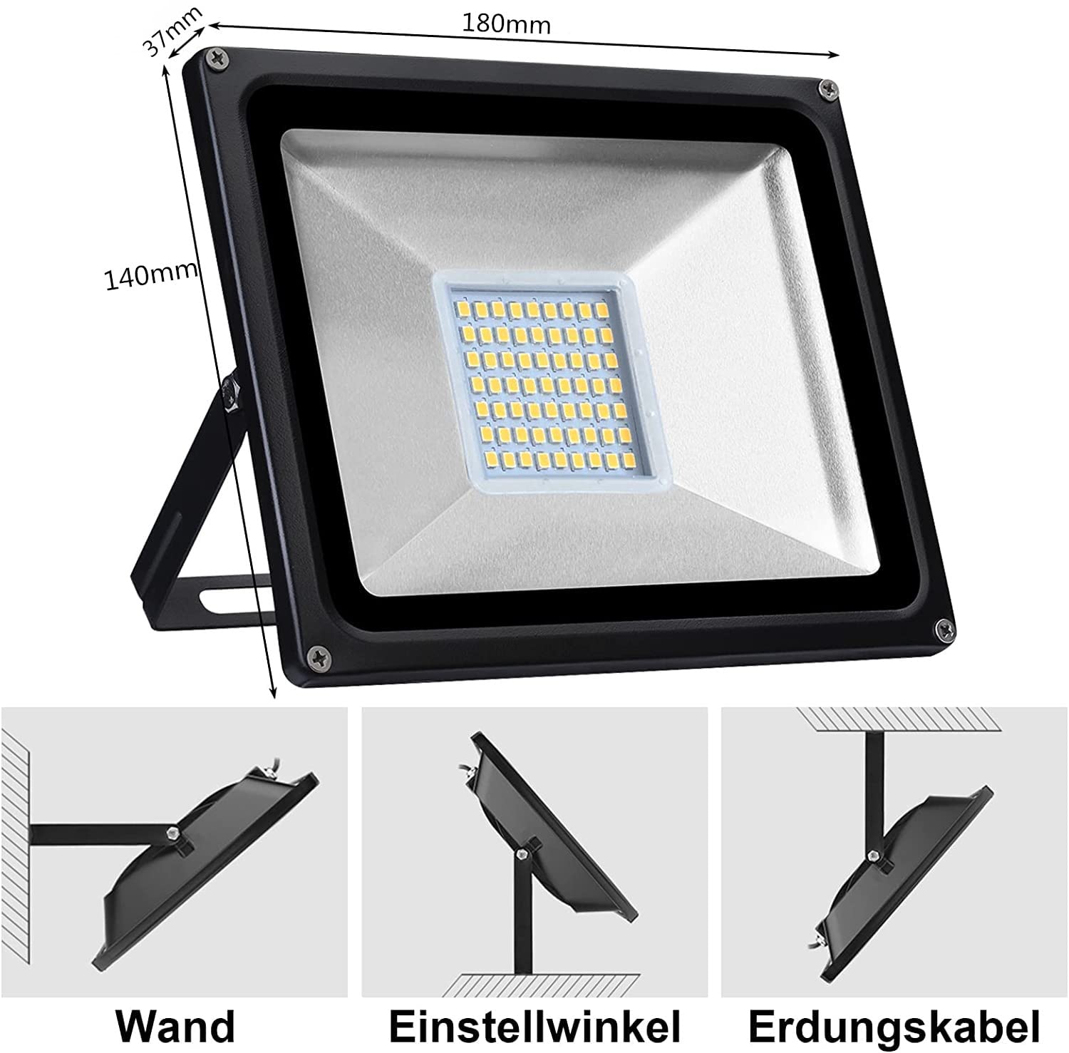 Projecteur Led Exterieur 50W,5000Lm Spot Led Extérieur,Projecteur Avec 72 Leds Eclairage