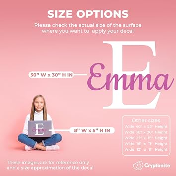 CRYPTONITE Personalized Name & Initial Vinyl Wall Decor I Nursery Wall Decal for Baby Boy & Girl Decoration I Wall Stickers for Bedroom Decor I Boys Bedroom Decor I Multiple Size Options