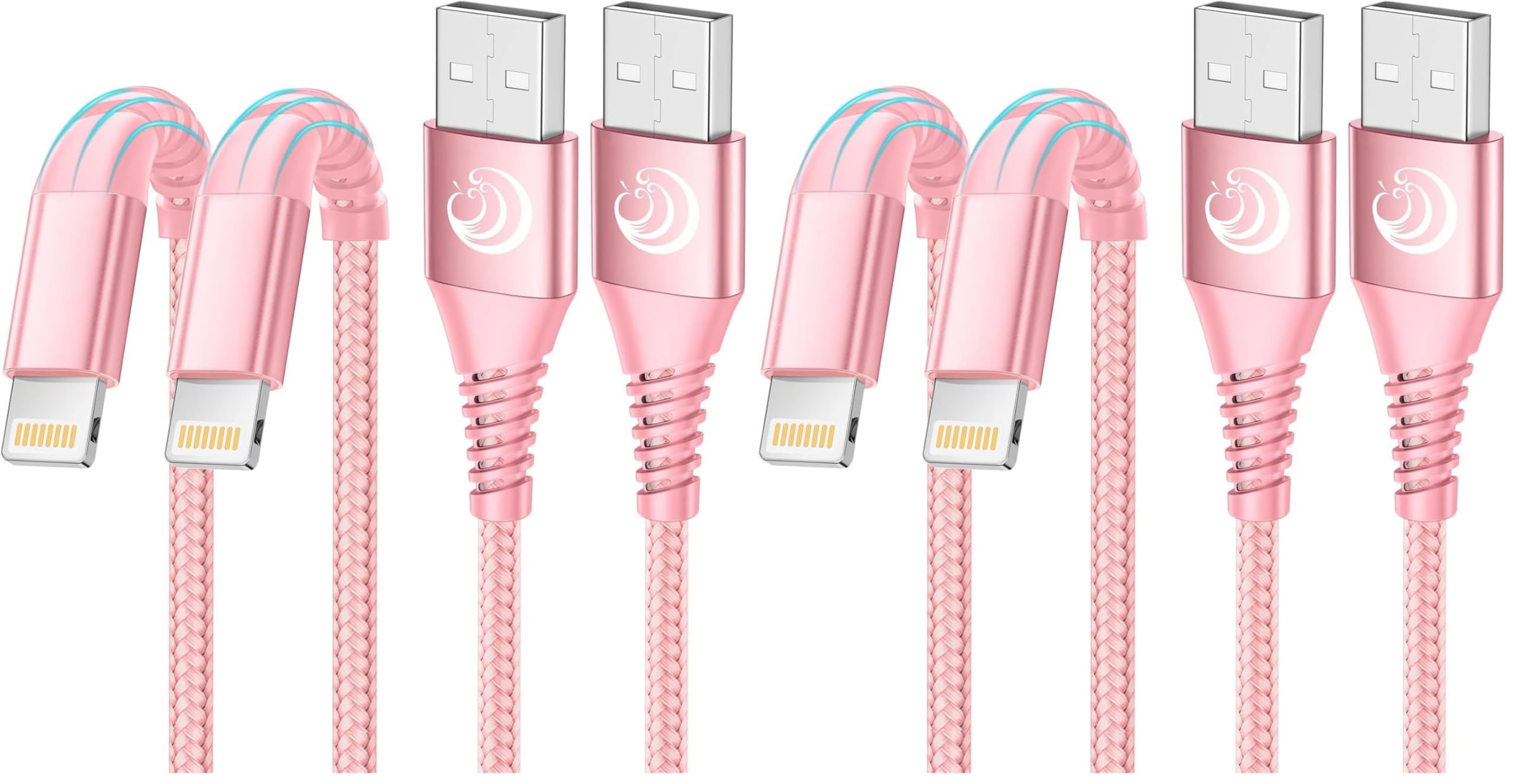iPhone Charger 6ft 2Pack, Apple Certified USB A to Lightning Cable Nylon Braided Phone Charger Cord Fast Charging for iPhone 14 13 12 11 Pro Xr Xs Max 10 8 7Plus 6 SE -Pink (Pack of 2)