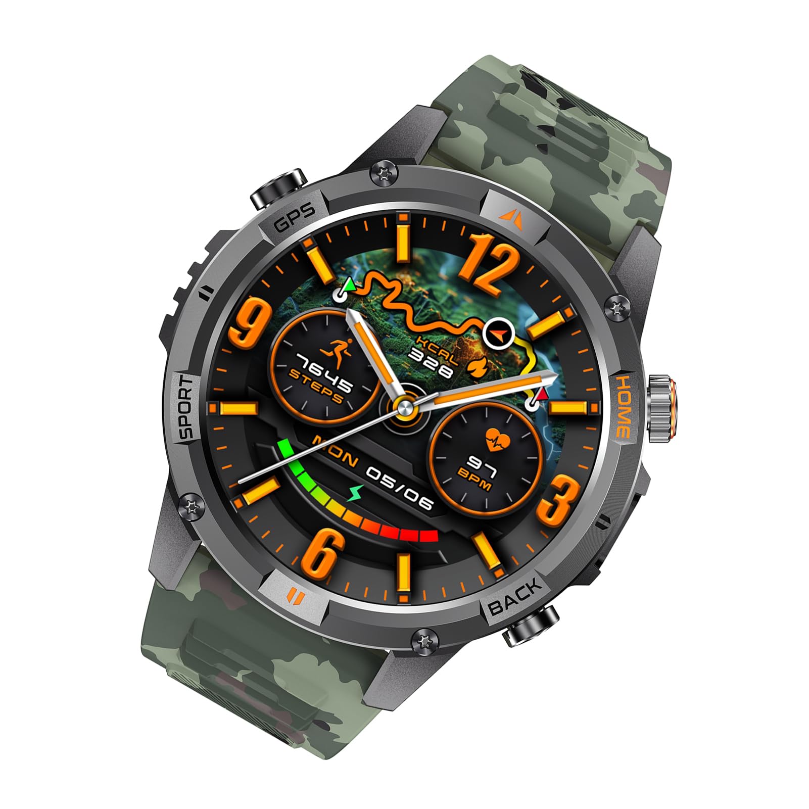 Domary Reloj Deportivo Inteligente Rastreador de Actividad Multideporte GPS con Más de 100 Modos Ejercicio Pantalla HD 1,46 Pulgadas Monitor Frecuencia Cardíaca IP68 para Hombres
