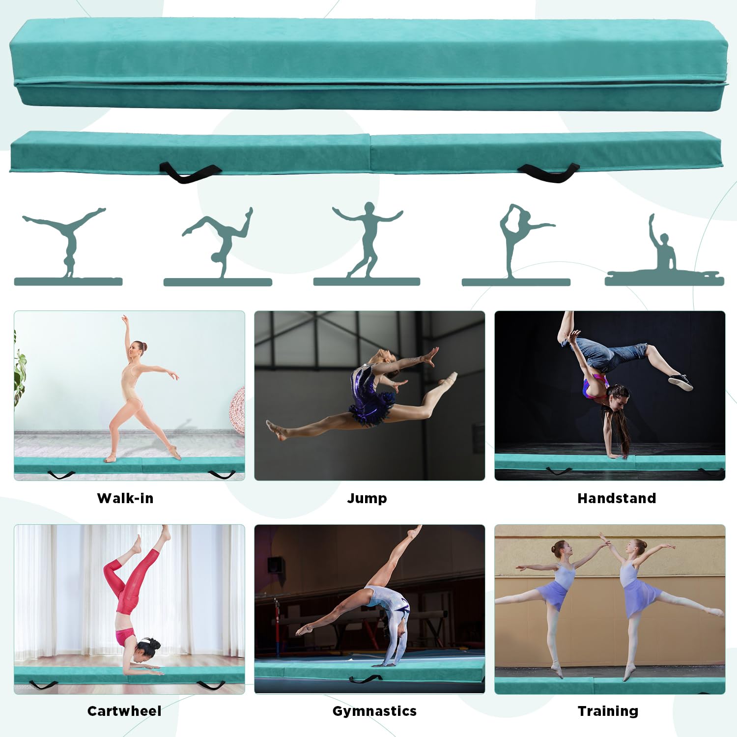 Schwebebalken für Zuhause, 270cm Balken Turnen Klappbar Tragbar für Kinder Erwachsene, Gymnastik Balken Balance Beam mit Rutschfester Gummiboden für Professionelle Turner oder Anfänger