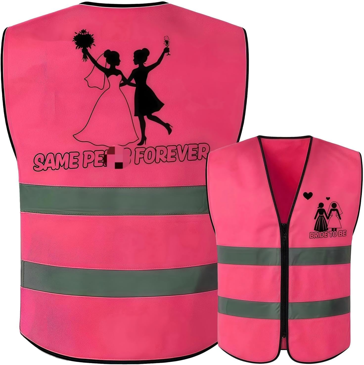 JGA Women's Funny Hi-Vis Vest - Bride to Be Vest Pink Reflective - Hen Night Outfit Bride, Neon Vest - Bachelorette Party Accessories & Costume