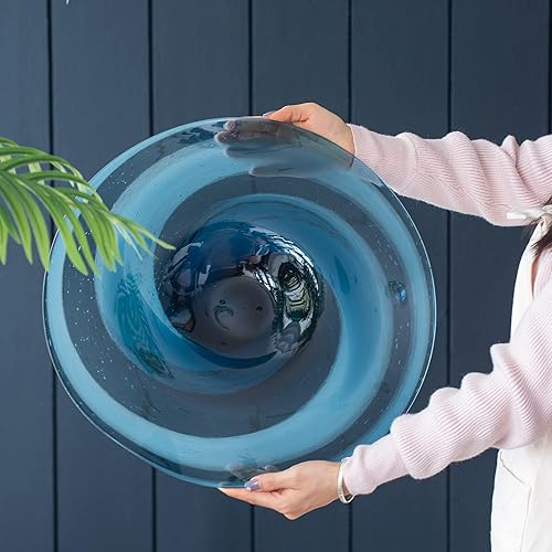 Miniatura 2 de A&B Home Placa de carga en espiral azul – Placa de carga grande de vidrio circular, decoración del hogar de mesa, pieza de acento de mesa de café