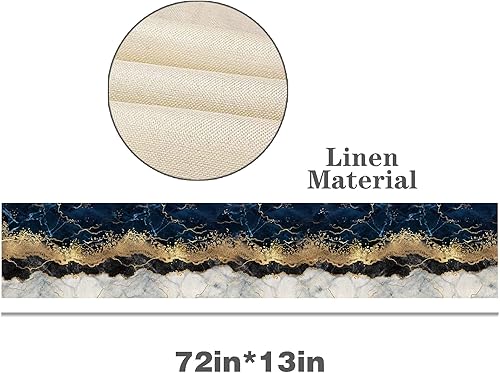 Miniatura 4 de Camino de mesa de mármol de 72 pulgadas de largo, textura de mármol dorado tinta, bufandas de tocador, arpillera rústica, decoración de mesa de