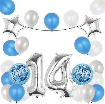 14th Birthday Decorations Party Supplies,25 Pcs 40inch Number 14 Silver Balloons set,14th Foil Mylar Balloons Latex Balloon Decoration,14th Party Balloons,14th Anniversary Party Decorations