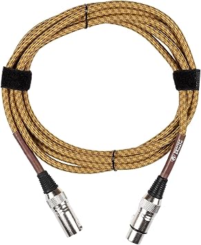 Braided Vintage Microphone Cable XLR Male to Female Mic Lead 3m