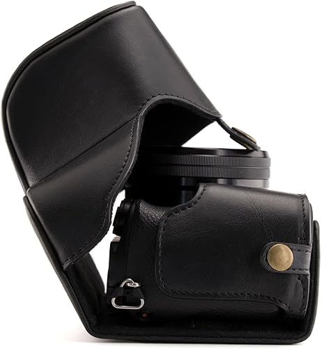 Miniatura 2 de MegaGear Sony Alpha A6300, A6000 - Funda de piel para cámara y correa para cámara, con acceso a la batería, color negro, MG984