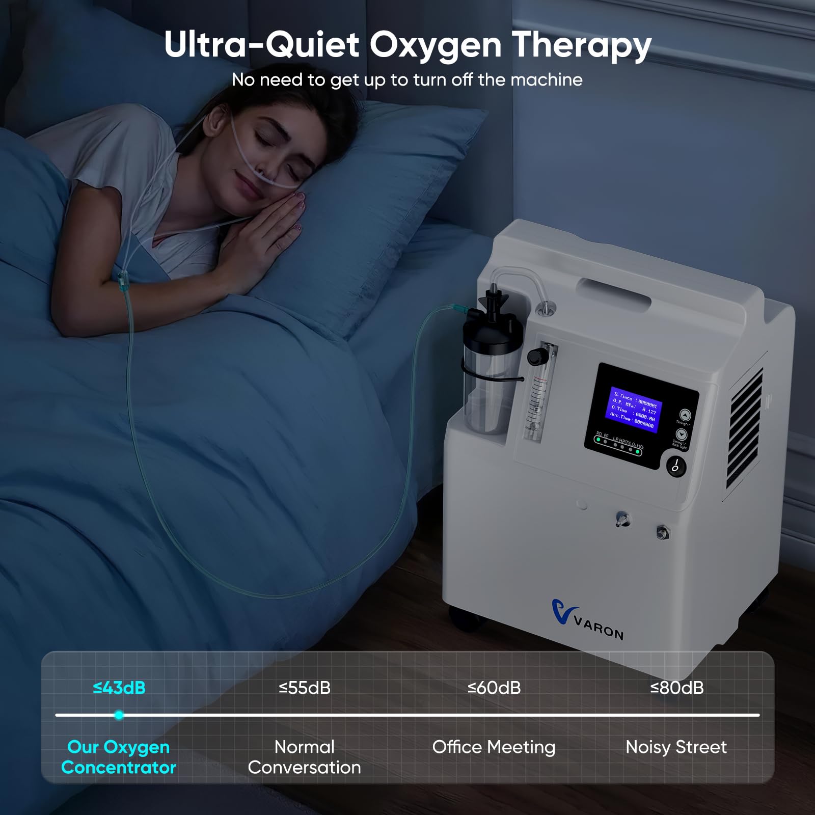 Concentratore di ossigeno, 0,5 – 5 litri di concentrazione regolabile 93% ± 3%, pulsante per la regolazione del tempo di spegnimento automatico (10 ~ 2400 minuti), dispositivo di ossigeno portatile 2