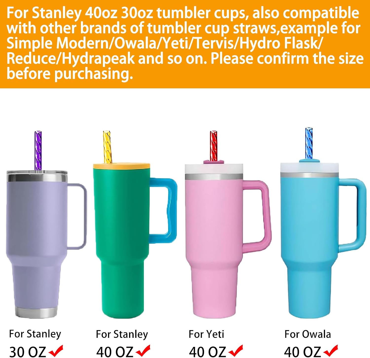 18 Replacement Straight Long Straws Compatible with Stanley 40 30 oz 64oz