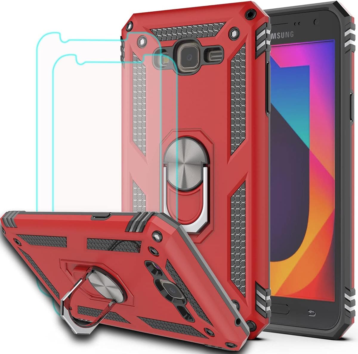 KaiMai Galaxy A20S Case Galaxy A20S Phone Case with HD Screen Protector, Ring Magnetic Holder Kickstand Dual Layers of Shockproof Phone Case for Samsung Galaxy A20S-LJ-Mint