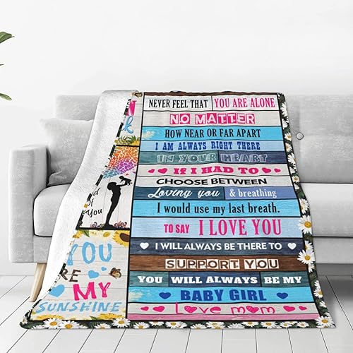 Miniatura 7 de Regalo para hija de mamá, regalos de cumpleaños para hija, manta de franela ultra suave y cálida para hija de mamá con texto en inglés "I Love You",