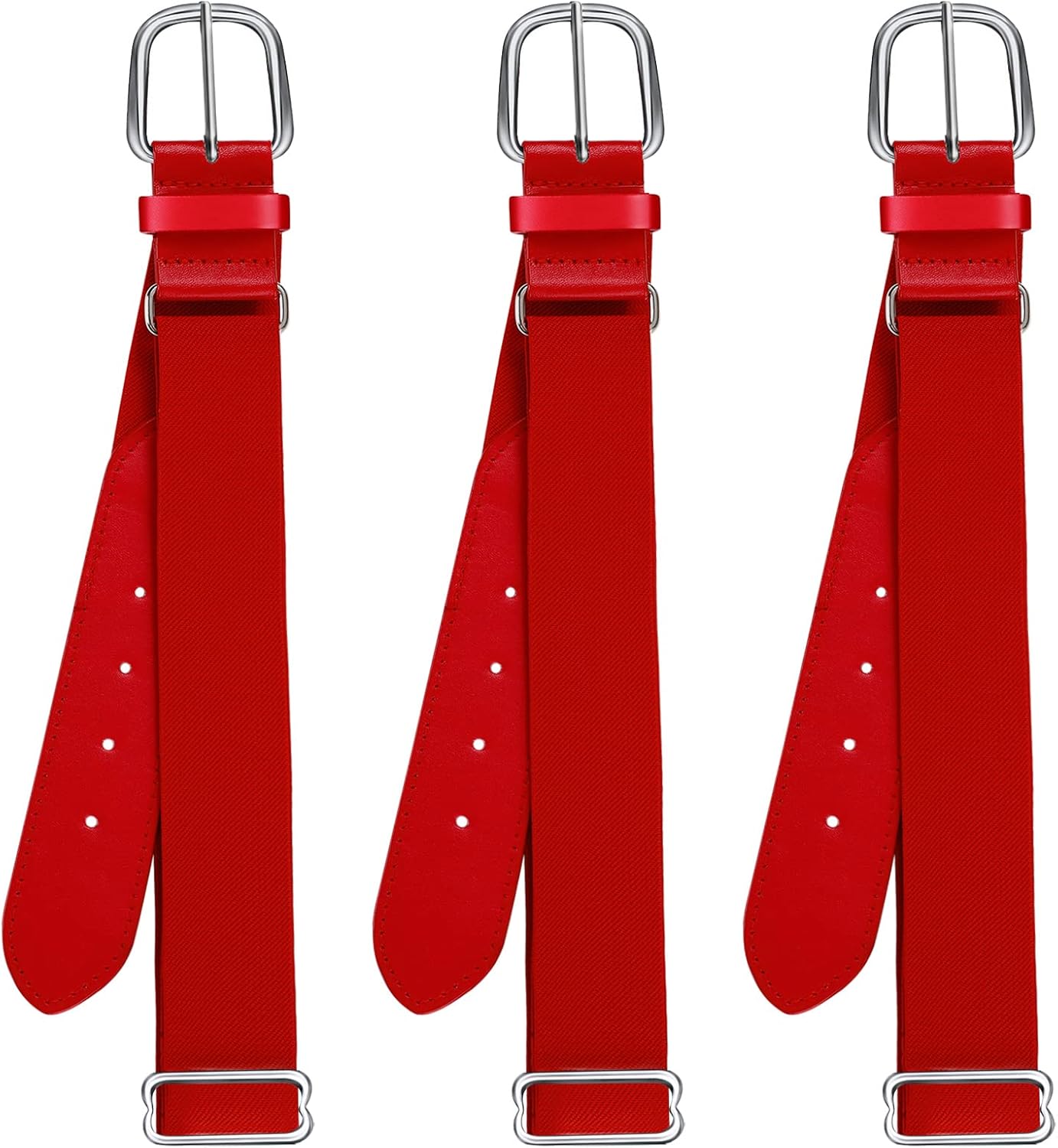 Hicarer 3 Pcs Youths Adult Baseball Softball Belt Girls Adjustable Elastic Uniform Belt PU Leather for Boys