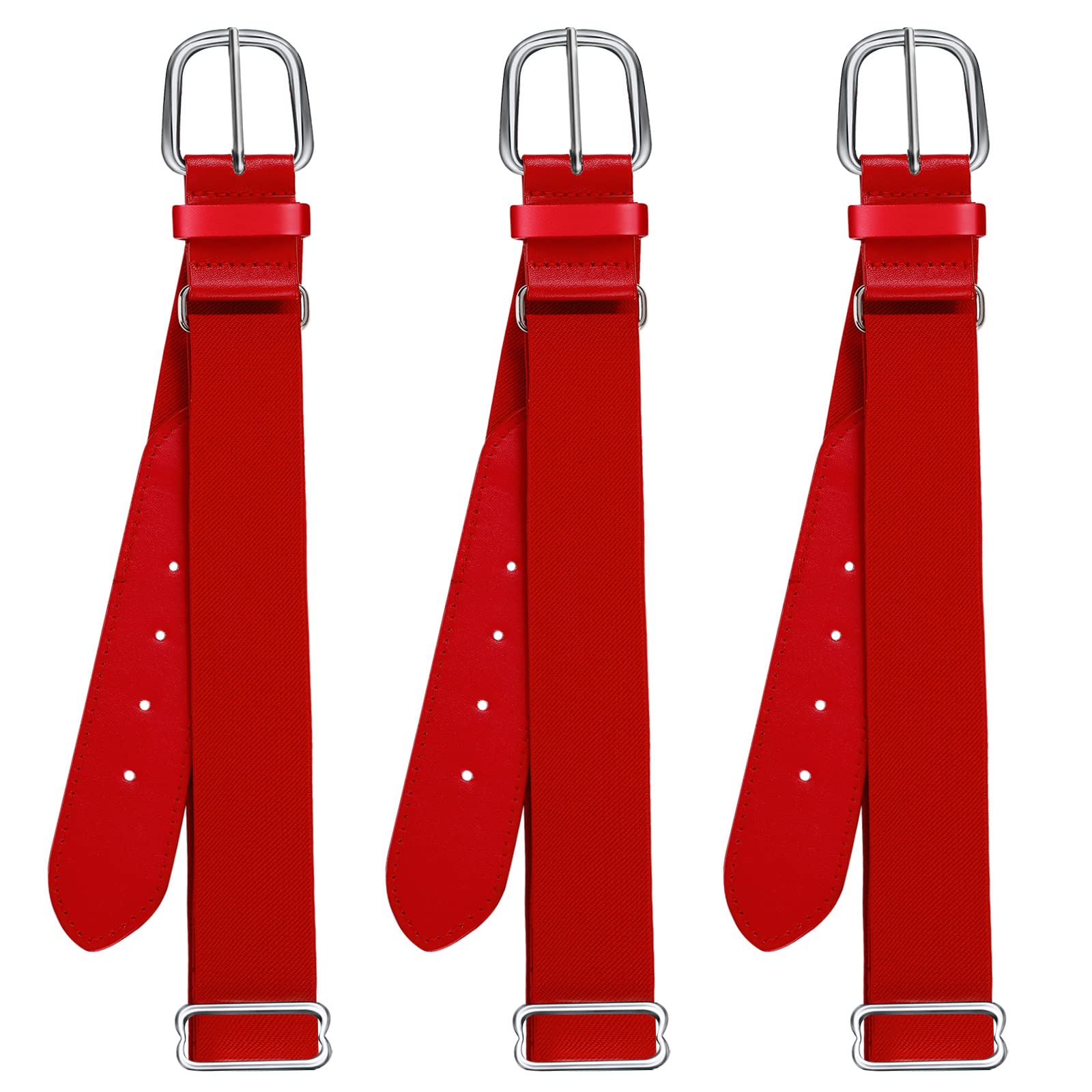 3 Pcs Youths Adult Baseball Softball Belt Girls Adjustable Elastic Uniform Belt PU Leather for Boys