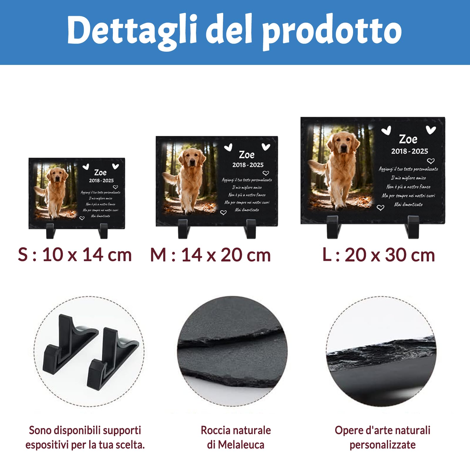 Targa Commemorativa in Ardesia per Cani, Cornice Fotografica Personalizzata, Regalo di Condoglianze per la Perdita di Animali