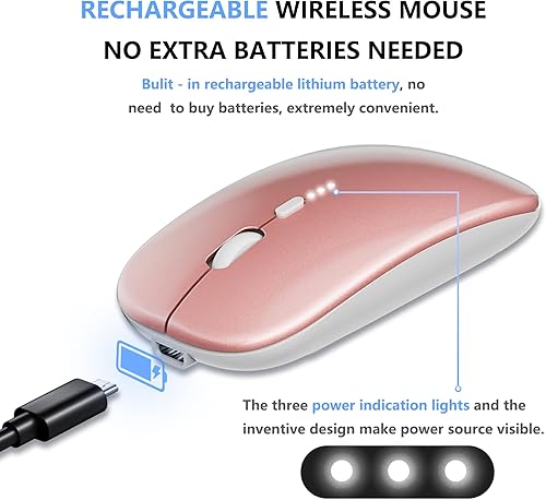 Miniatura 2 de Ratón inalámbrico ultrafino de 2.4 G para oficina, mouse de carga silenciosa, mouse para el hogar con receptor USB, compatible con portátil, PC,