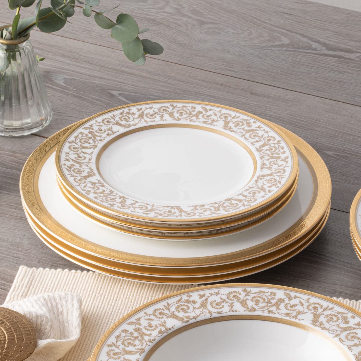 Amazon.com | Noritake Summit Gold 12-Piece Dinnerware Set, Service