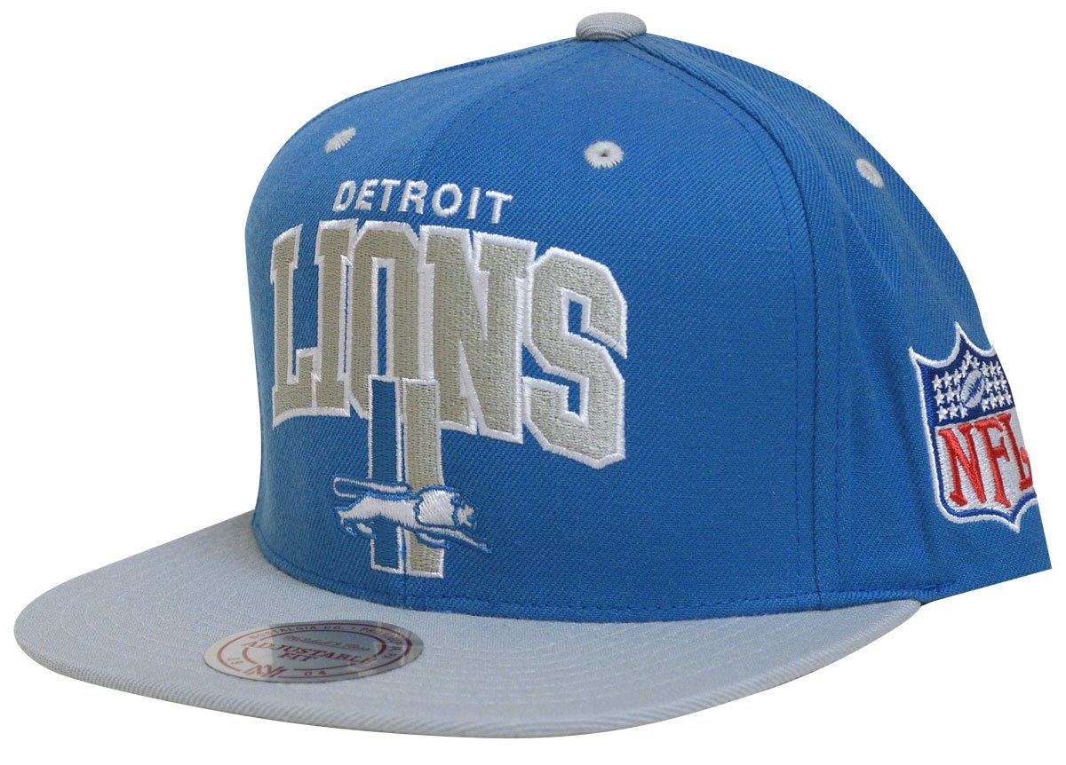 Mitchell & Ness Detroit Lions Light Blue-Silver Arch Two-Tone Snapback Adjustable Hat